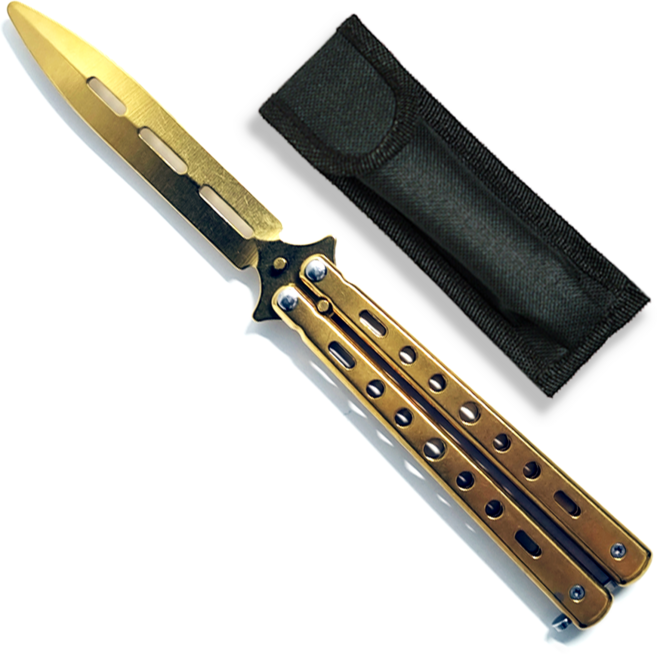 타이거피스트 대거 발리송 트레이너 버터플라이나이프 나비칼, 골드