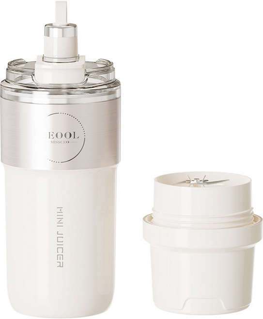 PYHO 휴대용 무선 믹서기 가정용 야외에서 미니 물컵 착즙컵 텀블러 3in1, 화이트, ZK37B