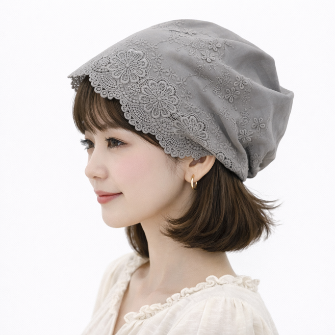 소두용 코튼 플라워 면 레이스 여성 두건 비니 모자