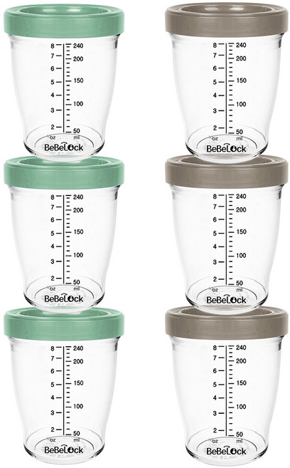 베베락 아이와 트라이탄 이유식용기 240ml (3+3개입), 1세트, 아이와 트라이탄 240ml(딥그린3P+초코3P), 1ml