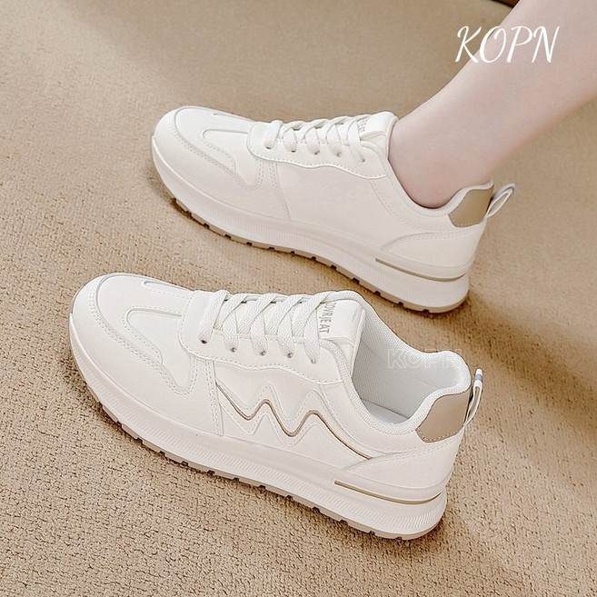 KOPN 큰 사이즈 아칸슈즈 여성 폭발적인 고용모 가치 아버지 신발 소프트 바닥 미끄럼 방지 초신발 평저 러닝화 여성