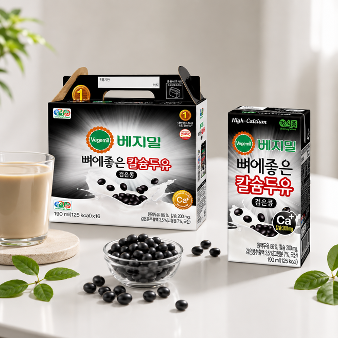 베지밀 뼈에좋은 칼슘두유 검은콩 깨 쌀, 72개, 190ml