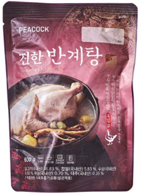 (매장정품) 피코크 업소용 식당용 식자재 자취생 즉석 간편 탕 국 찌개 진한 반계탕 600g 1개 234519