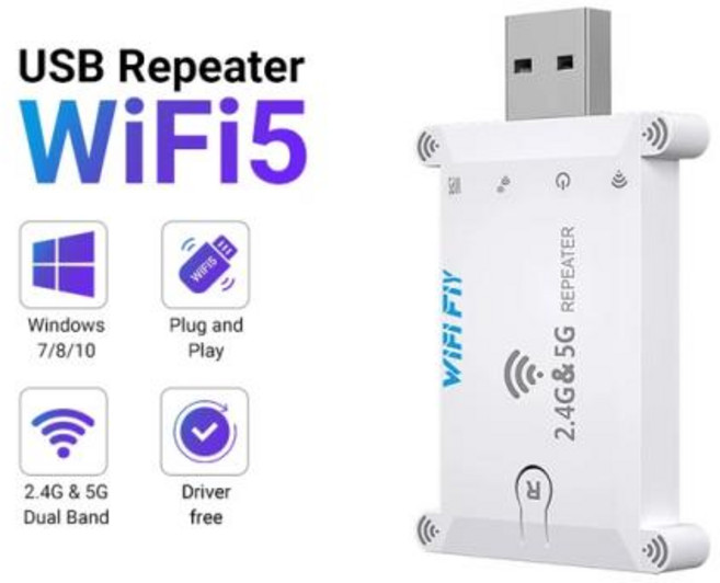 LTE 라우터 USB 동글 휴대용 와이파이 리피터 1200Mbps 신호 익스텐더 증폭기 무선 장거리 2.4G 5G, 1개, white
