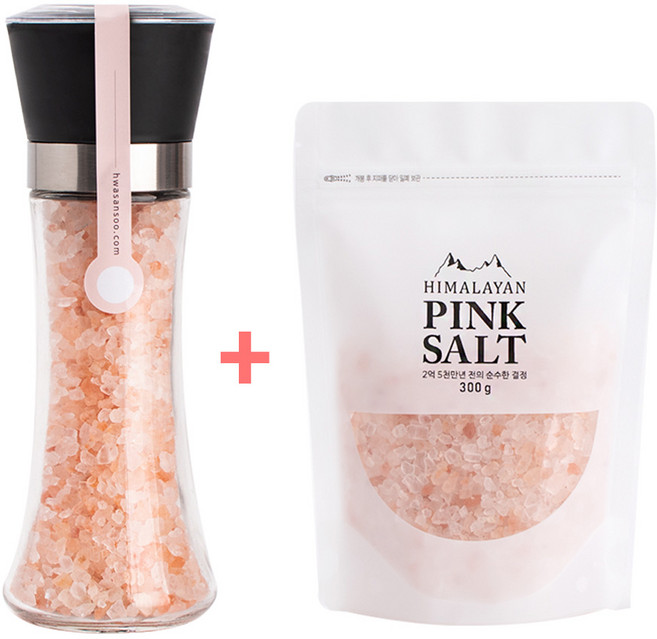 핑크그라인더+리필팩 set 굵은소금 암염 핑크솔트, 1개, 550g