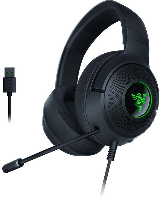 Razer 크라켄 V3 하이퍼센스 유선 USB 게이밍 헤드셋, Kraken V3 X, 2) 블랙 - Kraken V3 X