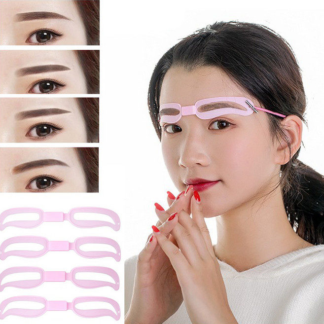 1/2/3p 밴드형 눈썹 그리기 4종 모양 눈썹틀 그리는법 다듬는법 아이 브로우 가이드, 핑크, 1개