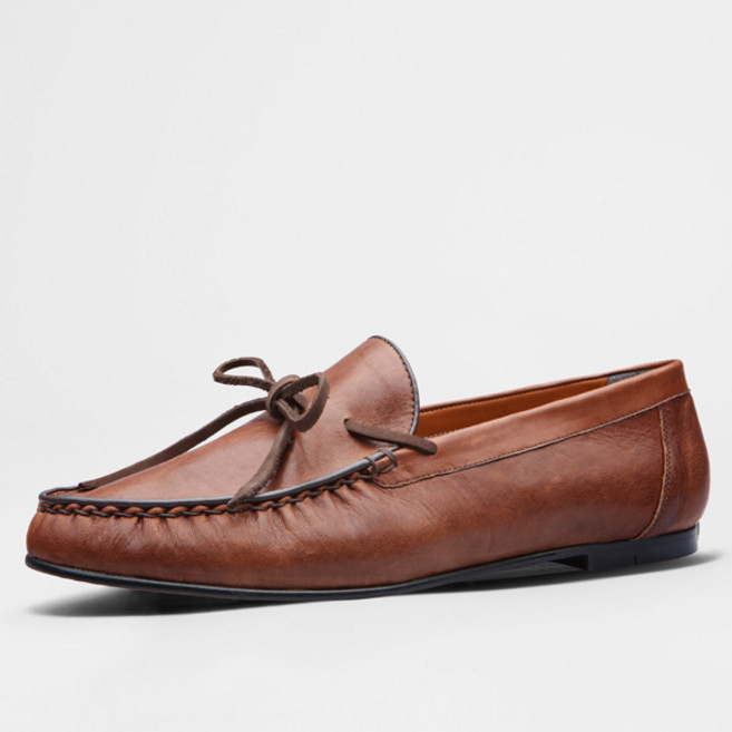 보닌 천연양가죽 소프트레더 링클레더 포인트 수제 로퍼화 YH113DBR