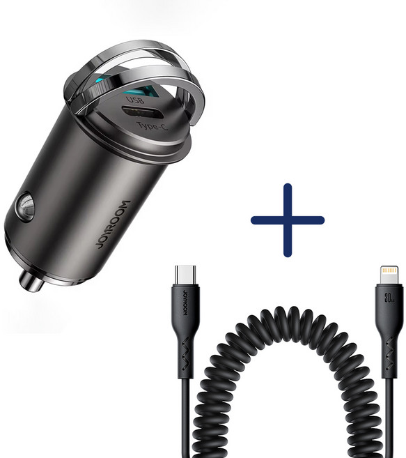 아이베리 45W PD3.0 PPS QC3.0 C타입 A타입 듀얼 초소형 초고속 충전 차량용 시거잭 충전기, C to 라이트닝 PD 30W  케이블 1개 포함