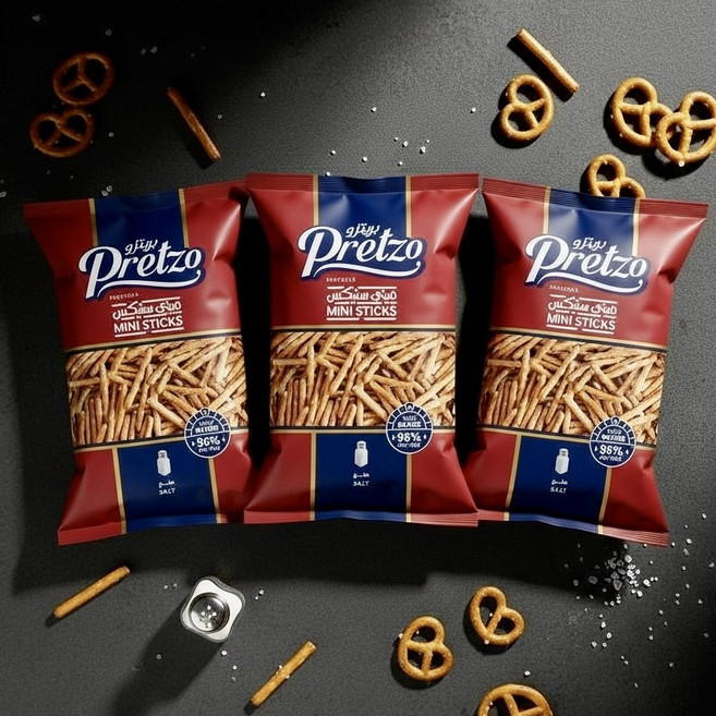 Pretzo 迷你蝴蝶餅 鹽味棒 低脂餅乾, 125g, 3包