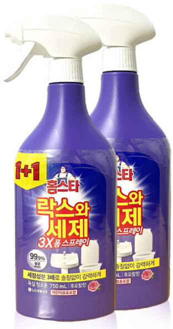 홈스타 락스와세제 후로랄향 1+1 욕실 청소 세정제 락스 세제, 1개, 750ml