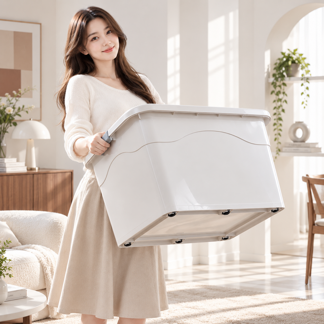 CKLIVING 특대형 플라스틱 리빙박스 대용량 수납정리함, 그레이, 1개
