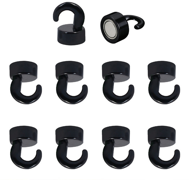 Jianwen강력한 미니 자석 후크10건, 블랙