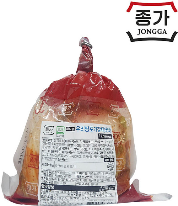 종가집 배추김치 1Kg태백 국산 포기김치, 1kg, 1개
