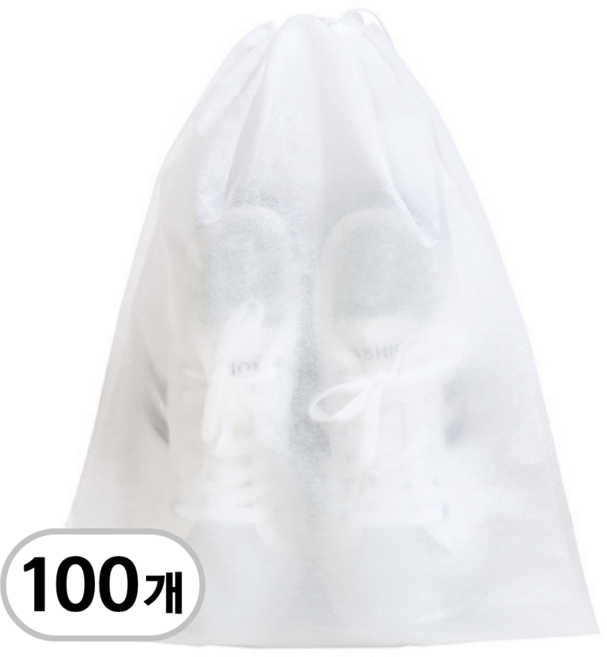 에비뉴 부직포 주머니 32 x 38 cm, 100개, 화이트