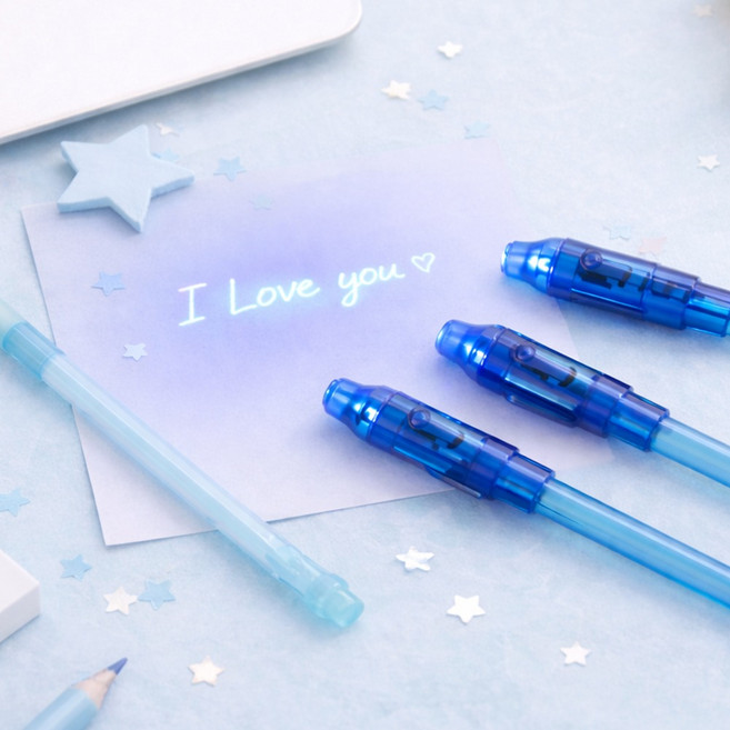 JL매직 빛으로 나타나는 비빌편지 고백 UV 형광펜 놀이 불빛 비추면 글씨가 나타나는 신기한 비밀펜 시크릿(10개 한세트), 10개