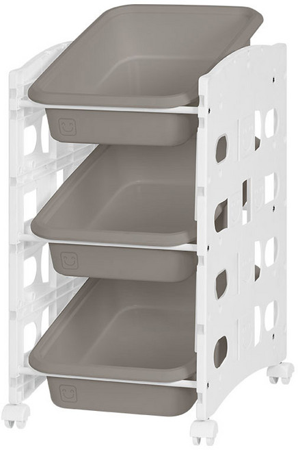 조이 트롤리 이동식 정리함 장난감 3단 6단, 트롤리 브라운, 3단(화이트)