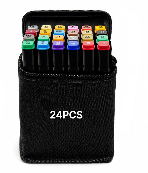 트윈마카24색 마커 마카세트 마카펜 마카24색 미술마카 터치마카 트윈마카 디자인마카, 1세트, 24개