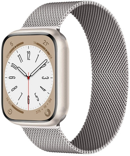 適用 Apple Watch 不鏽鋼編織 米蘭磁吸錶帶 42/46/49mm, 星光, 1個