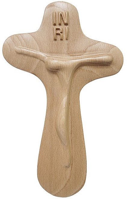 가톨릭천주교성물 원목 비취 곡선 벽걸이 십자고상 소, 1개