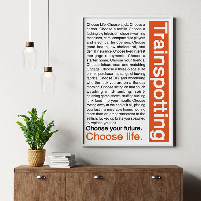 아트로우 트레인스포팅 영화 포스터 액자, 화이트 x A2+ (53x73cm)