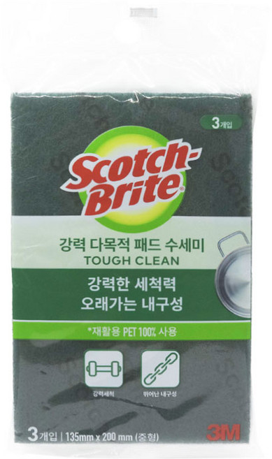 스카치브라이트 강력 다목적 패드 수세미 중형, 10개입, 1개