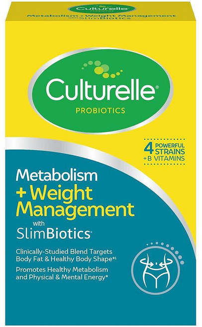 Culturelle SlimBiotics® 프로바이오틱 캡슐로 신진 대사 + 체중 관리 - 30개 - 안전한 체중 관리 - 건강한 신진 대사와 신체 및 정신적 에너지 촉진, Culturelle SlimBiotics® 프로바이오, 1개, 30정
