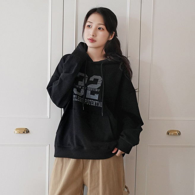 [키140/키150/키160] [자체제작] 키키코 포텐후드티 키작녀 중학생 오버핏 크랙 레터링 후드 티셔츠