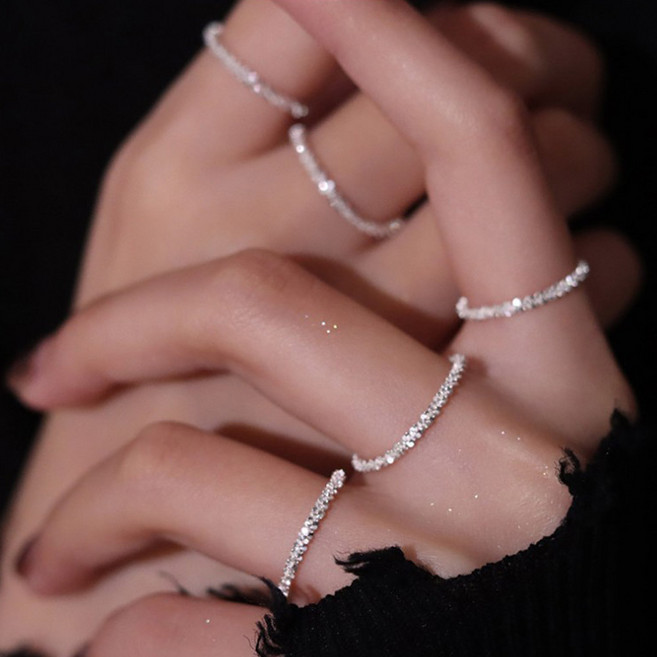 미즈코스 4개set 심플 레이어드 반지 슬림 실반지 우정링 체인 비즈 데일리