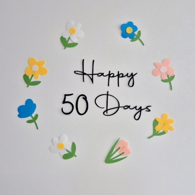 레몬스튜디오 아기 셀프촬영소품 펠트숫자 세트 기념일 촬영 성장사진, 1세트, 50일