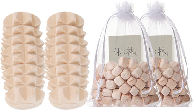 [휴림] 프리미엄 편백나무 손지압기 소 + 편백칩 큐브칩 방향주머니, 1세트