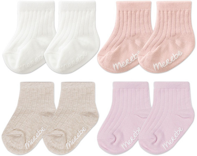 메르베 영유아 미끄럼방지 골지양말 4종 세트 국내생산 100%