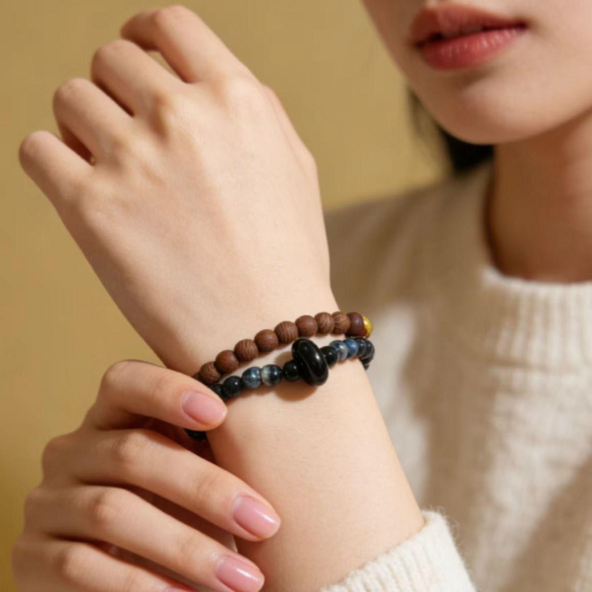 천연옥 염주 팔찌 남녀공용 커플 행운 액막이