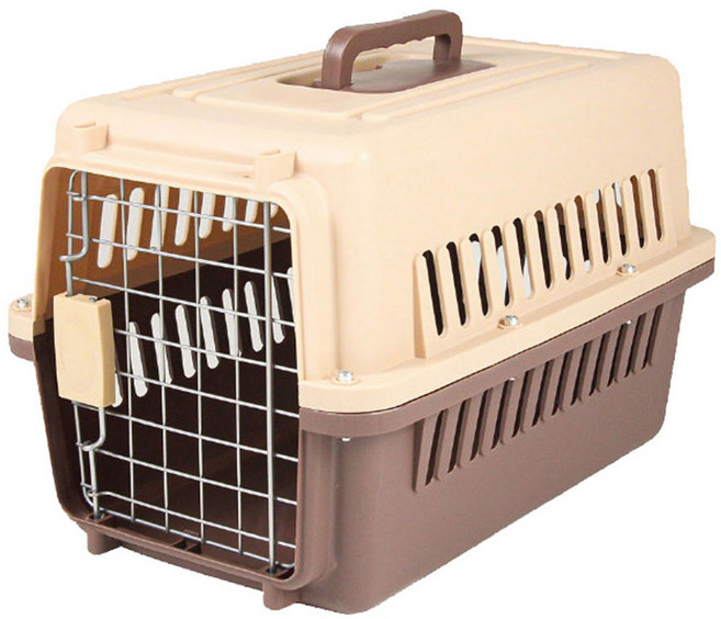 마마쇼 세이프락 강아지 고양이 켄넬 이동장 캐리어, 브라운, 1개