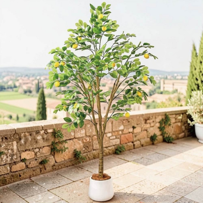 1.7米 義大利西西里檸檬樹 室內大型仿真植栽 附贈花盆, 義大利西西里檸檬樹1.7公尺室內大型仿真植栽（贈送花盆）, 1個