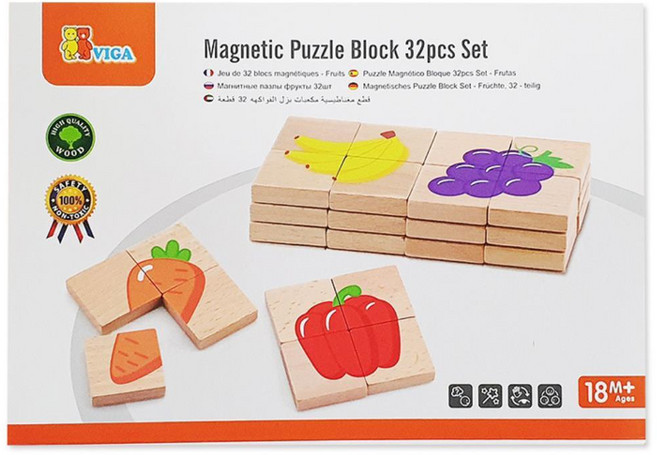 사물인식 4조각 마그넷 원목퍼즐 과일 사고력 흥미유발, 1개