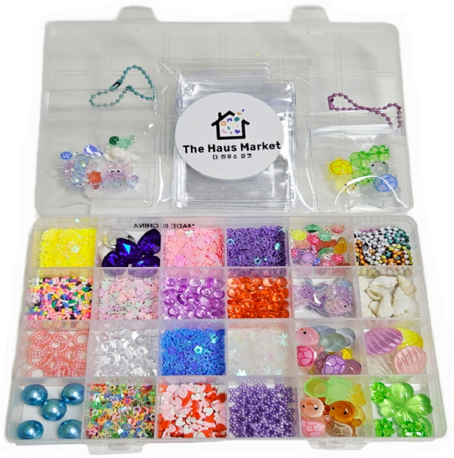 키링 만들기 세트 네잎클로버 거북이 컬러 비즈 공예 재료 DIY 키트 10인용, 기본, 1개, 키링만들기 캐릭터