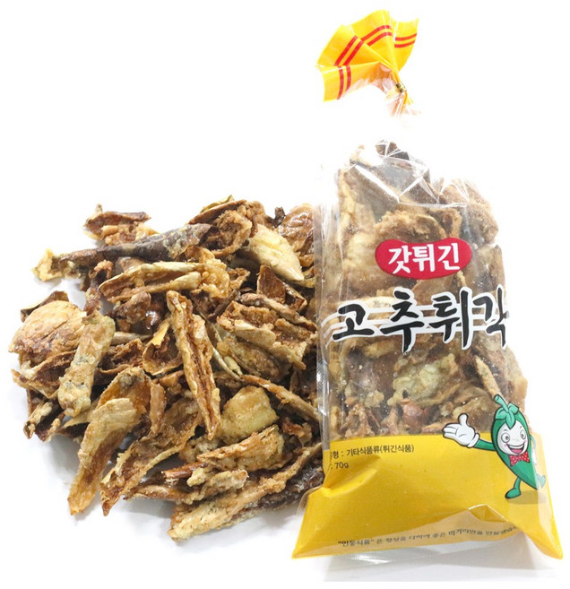 (인동식품)갓튀긴 고추튀각부각 60g 매콤하고 고소한맛, 1개