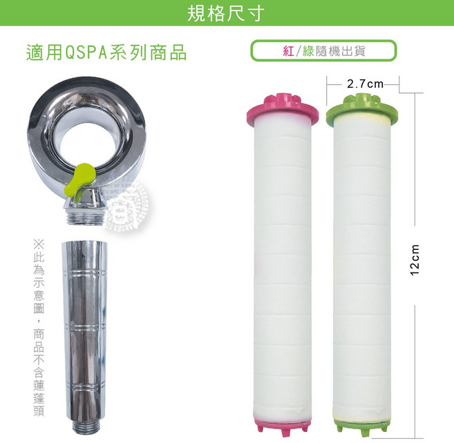 QSPA甜甜圈Q型蓮蓬頭專用除氯濾心亞硫酸鈣PP棉複合過濾 有效去除餘氯雜質 淨化水質, 1個