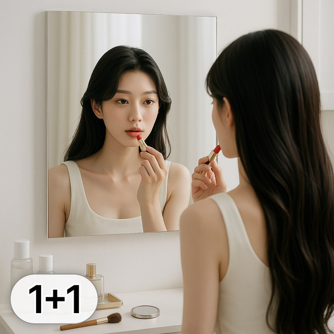 투데이리빙 1+1 직사각 부착형 아크릴 거울 벽에 붙이는 접착식 안전 벽거울 깨지지 않는 투명 미러 거실 현관 침실 인테리어 소품, 2개, 미러 2개