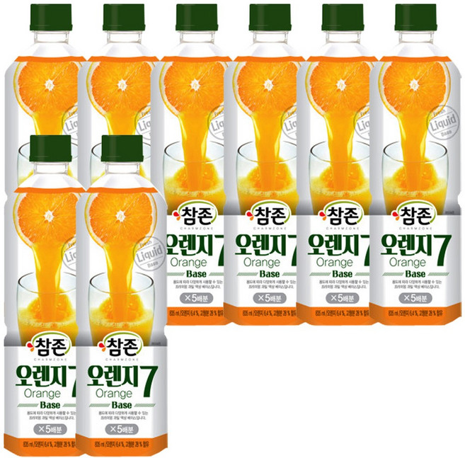 참존 오렌지 원액 음료베이스 PET 835ml 오렌지7, 8개