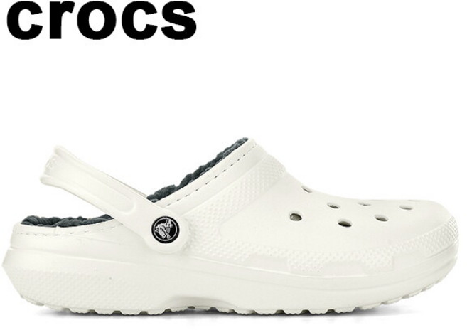 크록스 겨울클로그 클래식 라인드 털슈즈 화이트 203591-10M