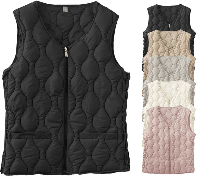 지오벤투 여성 경량 패딩 조끼 빅사이즈 퀄팅 솜 누빔 집업 점퍼