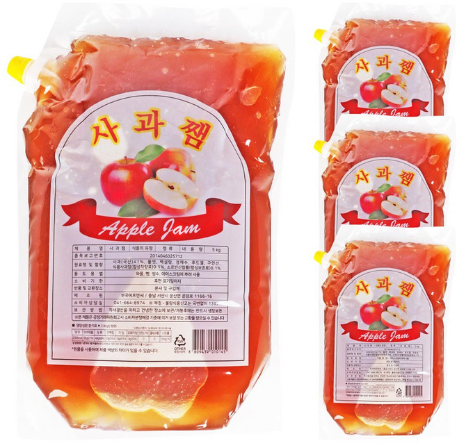 푸드올마켓_ 부국 사과잼 5kg-파우치 한박스 (5kg x 3ea), 3개, 5kg