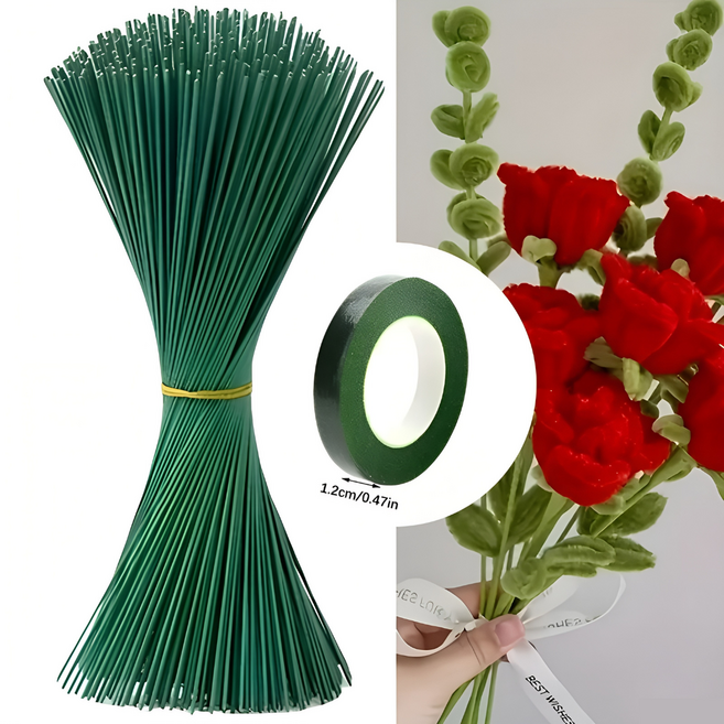 꽃철사 지철사 꽃공예 꽃꽂이 꽃줄기 식물줄기 철사공예 조화 꽃만들기재료 인공줄기 두꺼운철사 꽃대 원예용 철사 화훼용 와이어 조화 꽃다발 화환 부케 식물 지지대 실내장식 인테리어소품, 50개