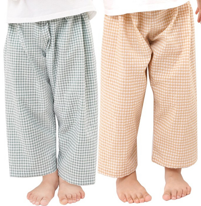 캐리루시 아동 파스텔 선염체크 9부바지 2종SET