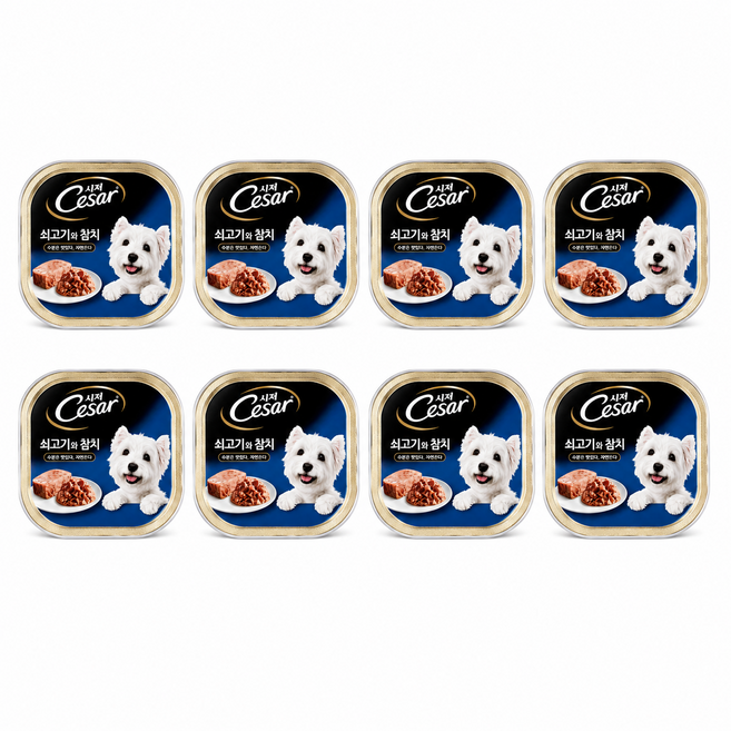 굿픽샵 시저 쇠고기 참치 강아지 습식사료 100g 8개입 고급사탕증정, 8개, 소+참치