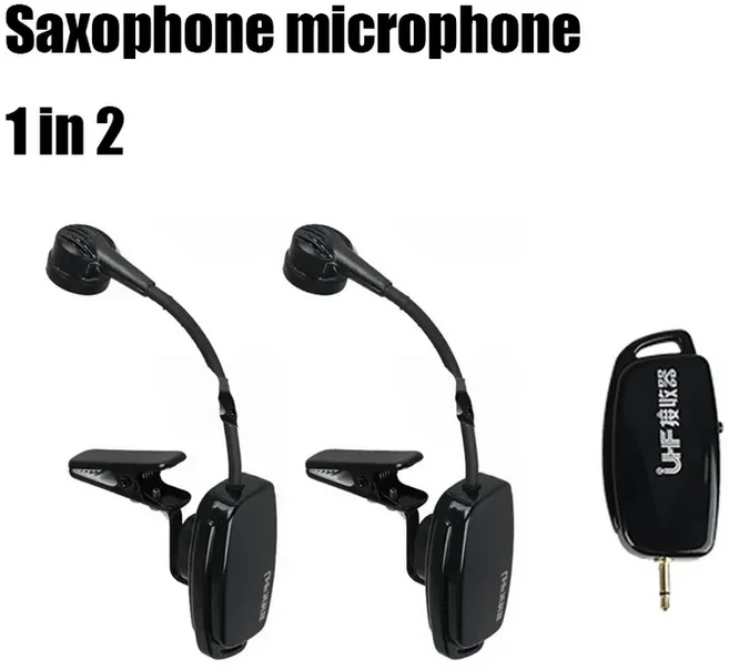 색소폰 트럼펫 색소폰용 UHF 2.4G 전문 무선 악기 마이크 무선 수신기 송신기 50M 범위 플러그, 04 Sax 1 in 2