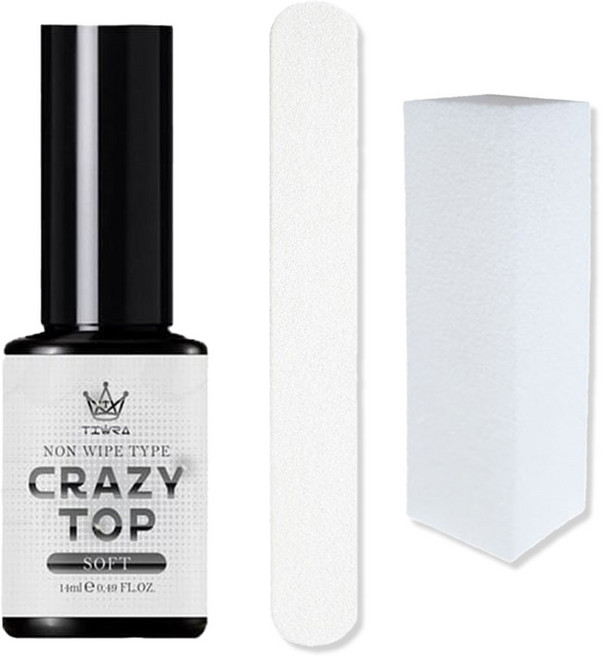 그라시아 진비 크레이지 탑젤 소프트 병 타입 14ml +네일파일+샌딩블럭 세트, 소프트탑+네일파일+샌딩블럭, 14g, 1개