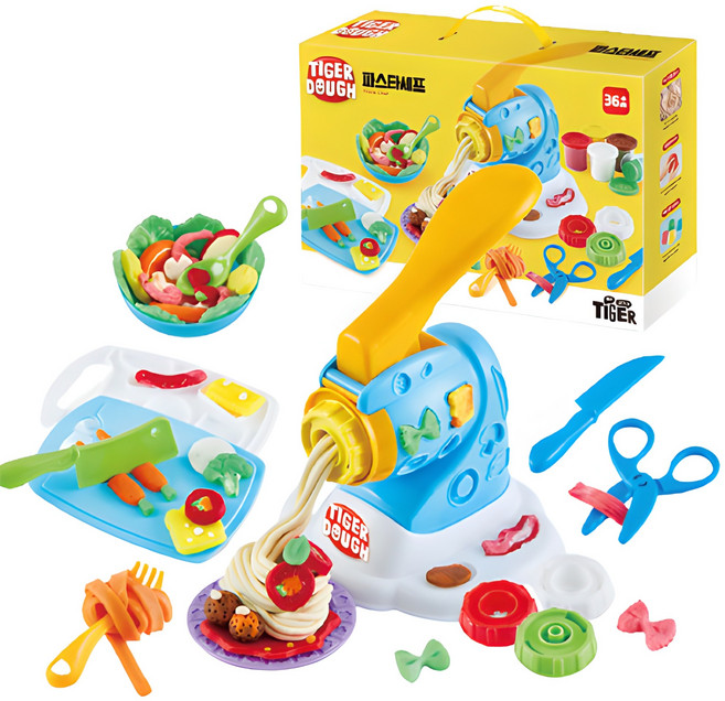 마이리틀타이거 타이거 도우 파스타 셰프 유아용 클레이, 혼합색상, 1.2kg, 1세트